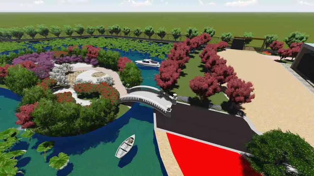 孟州采摘园园路景观效果图